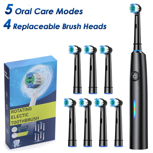 Rechargeable Rotating Electric Toothbrush with 4 Heads