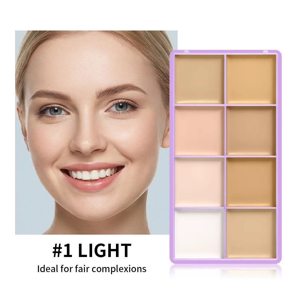 8-Shade Matte Cream Concealer Palette for Full Face Coverage - 20