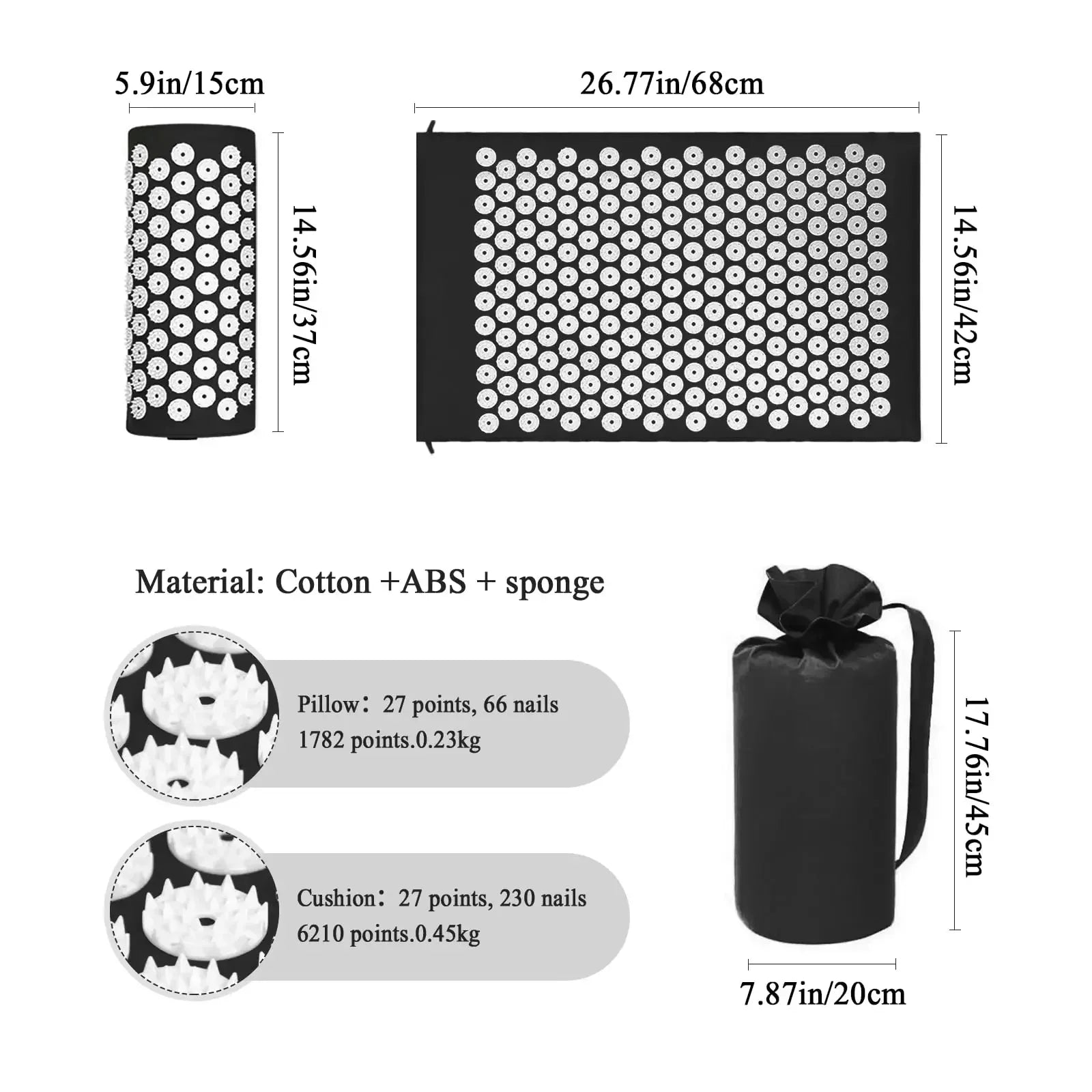 Acupressure Mat and Pillow Set for Back Pain and Stress Relief - 2