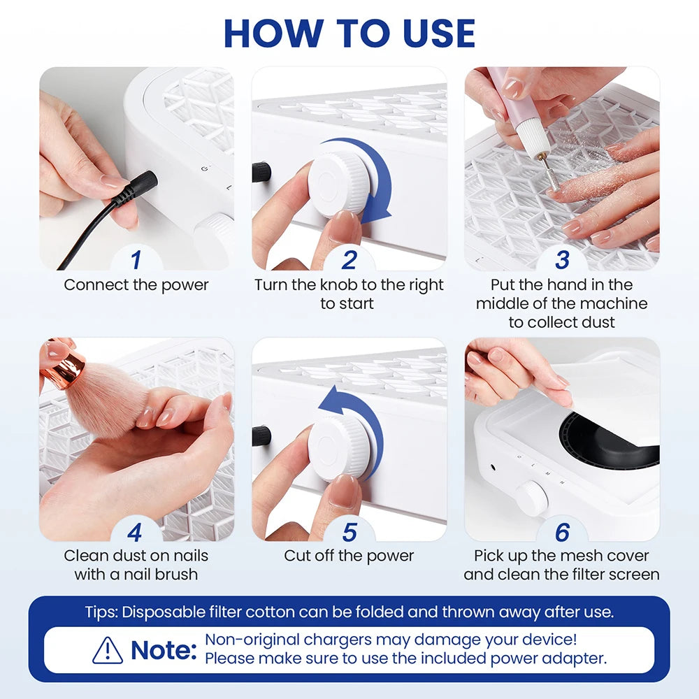 2-in-1 Powerful Nail Dust Collector and Manicure Vacuum - 34
