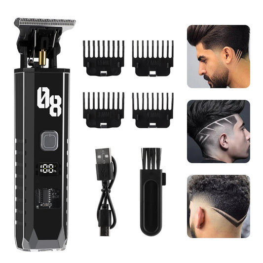 Professional Cordless Hair & Beard Trimmer with LED Display
