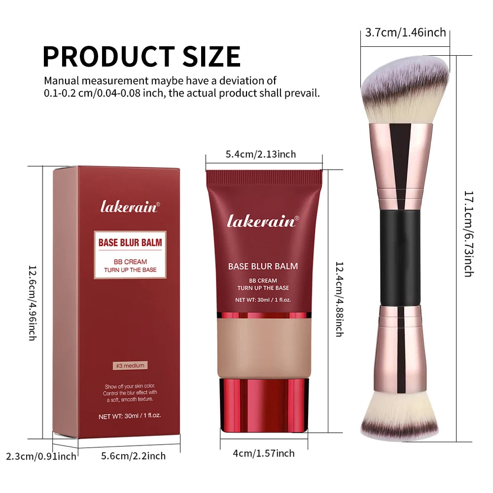 Matte Blur Foundation and Dual-Brush Makeup Set - 6