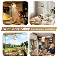 Portable Rechargeable Ceiling Fan with LED Light and Remote