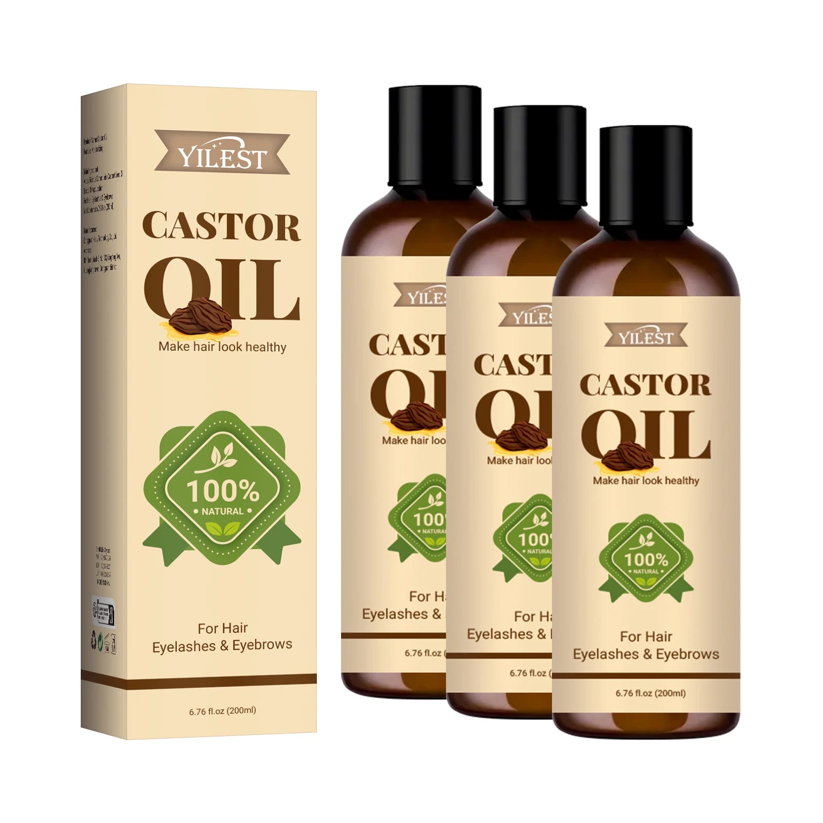 Pure Castor Oil for Hair Growth and Eyelash Conditioning - 10