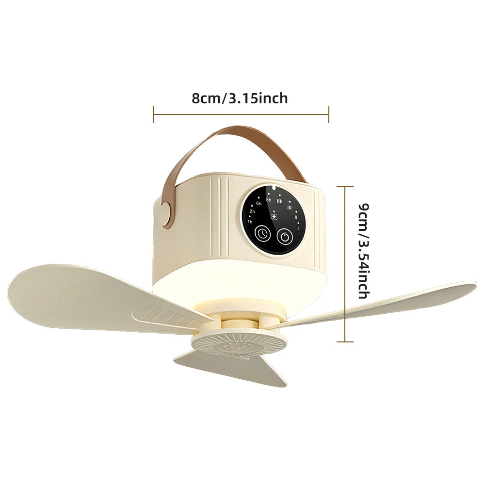 Portable Rechargeable Ceiling Fan with LED Light and Remote - 17
