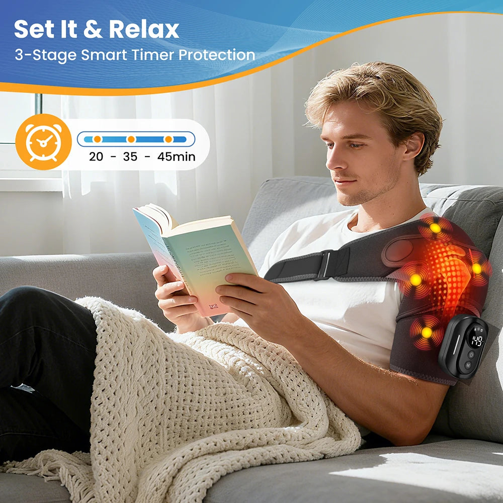 Heated Vibration Shoulder Massage Wrap with Remote - 5