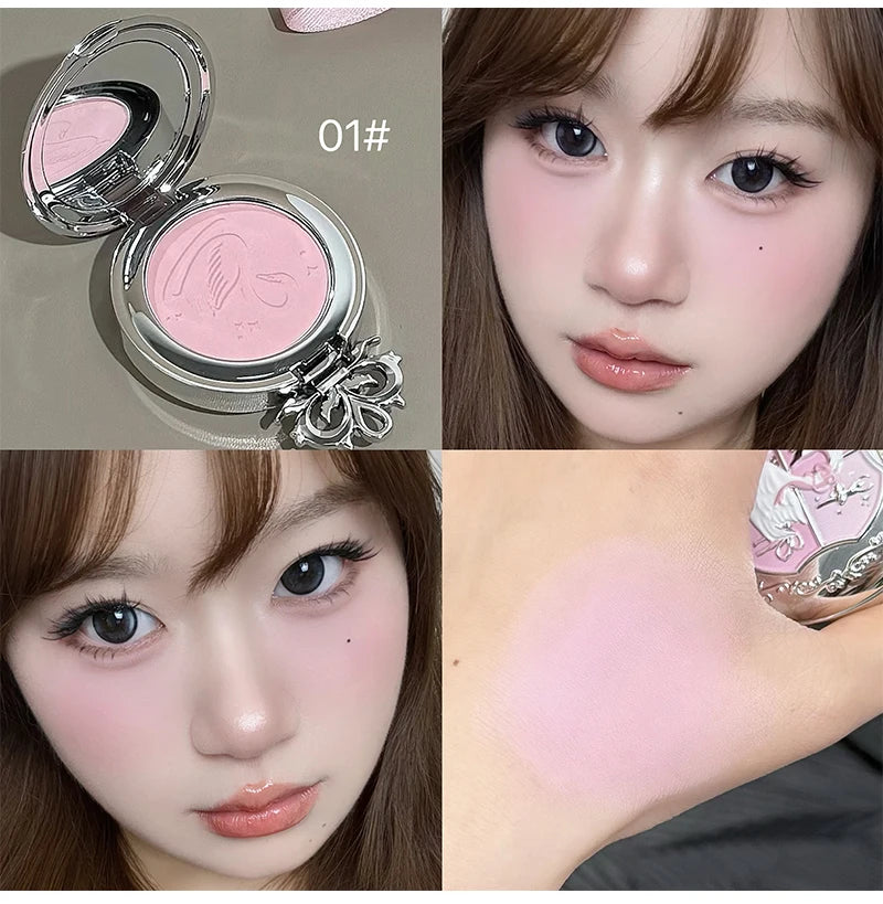 Long-Lasting Matte Pink Powder Blush for Natural Glow - 23