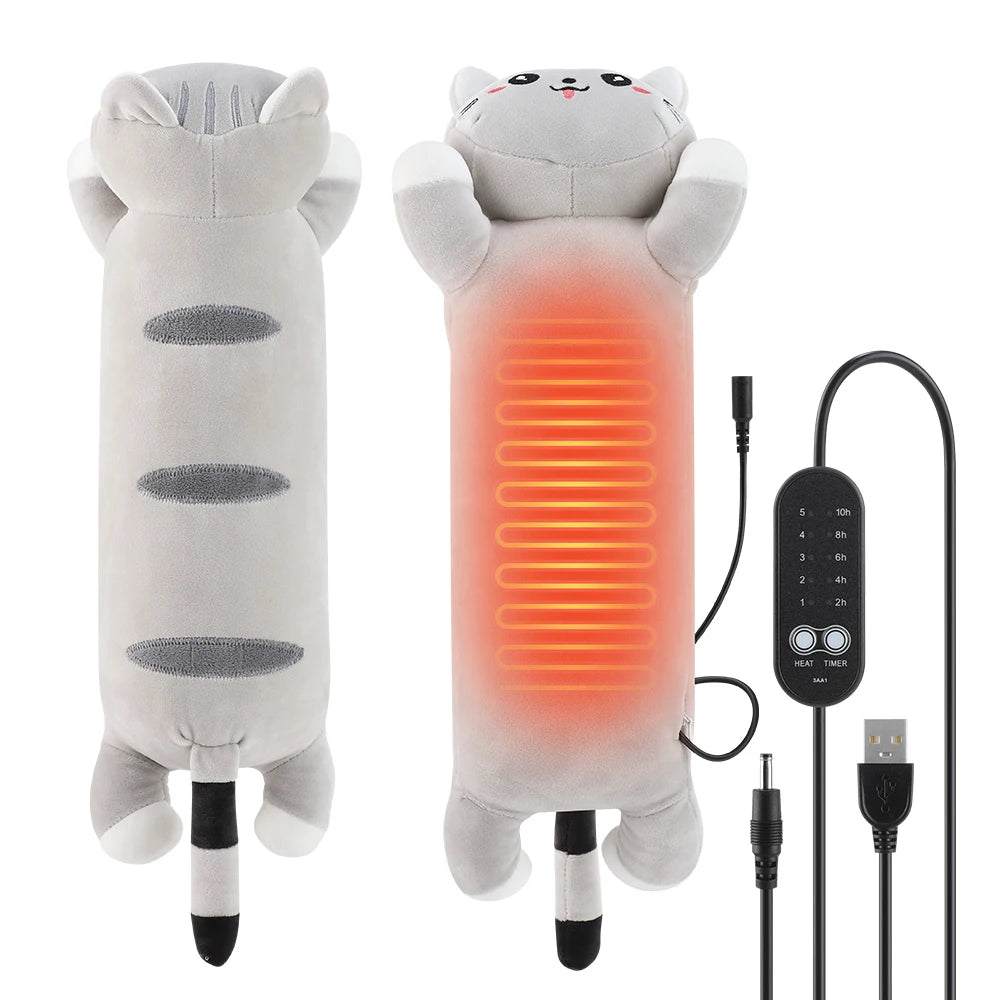 USB Heated Plush Cat Pillow for Cramp Relief - 19