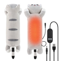 USB Heated Plush Cat Pillow for Cramp Relief