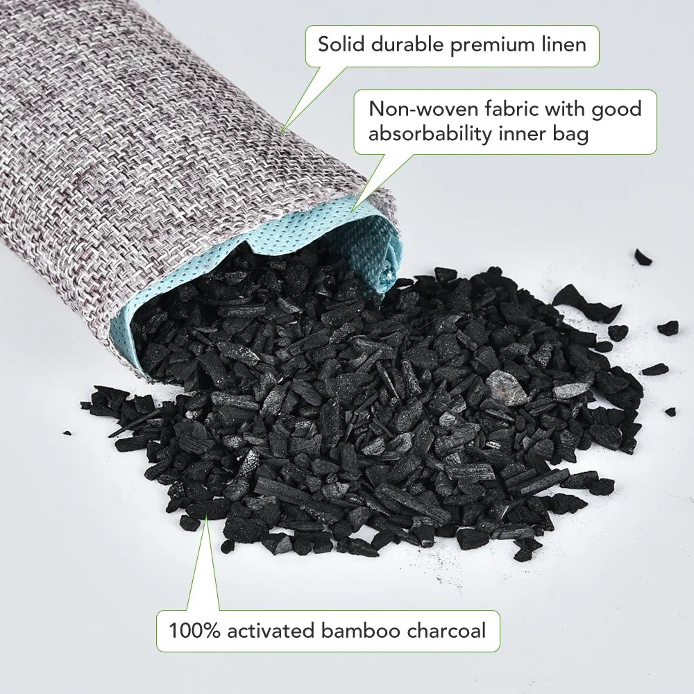 Natural Bamboo Charcoal Odor Absorber Bags (10 Pack) - 2