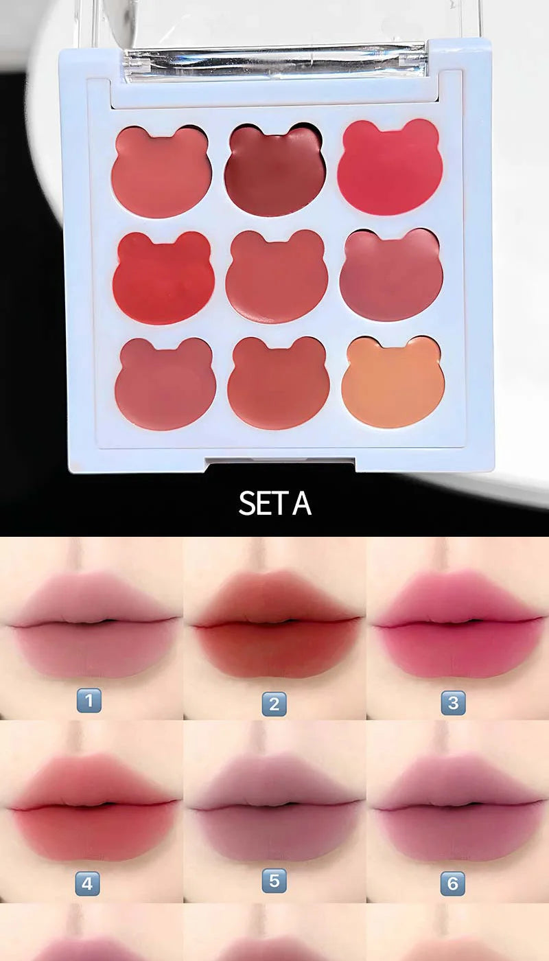 9-Color Matte Lip Mud Makeup Palette - 10