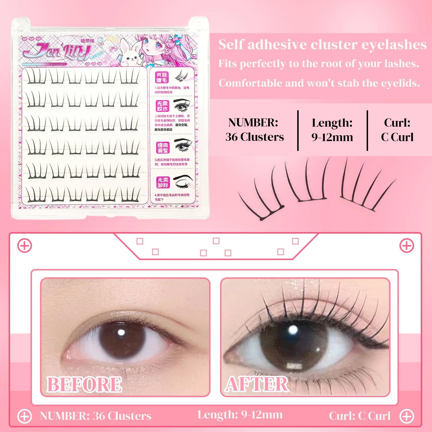 Glue-Free Individual K-Pop Style Lash Extensions - 2