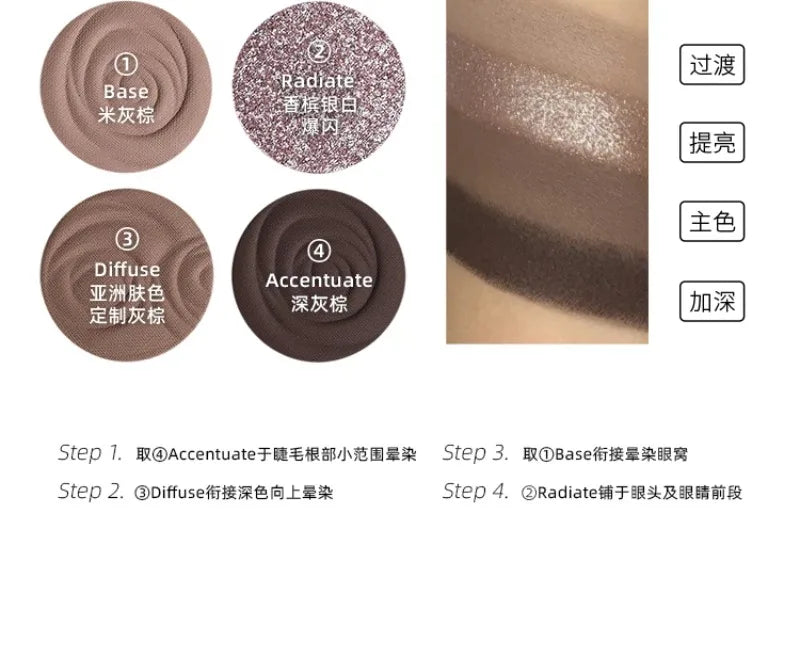 4-Color Shimmer & Matte Eyeshadow Palette - 31