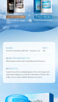 Long-Lasting Solid Fragrance Deodorant Balm
