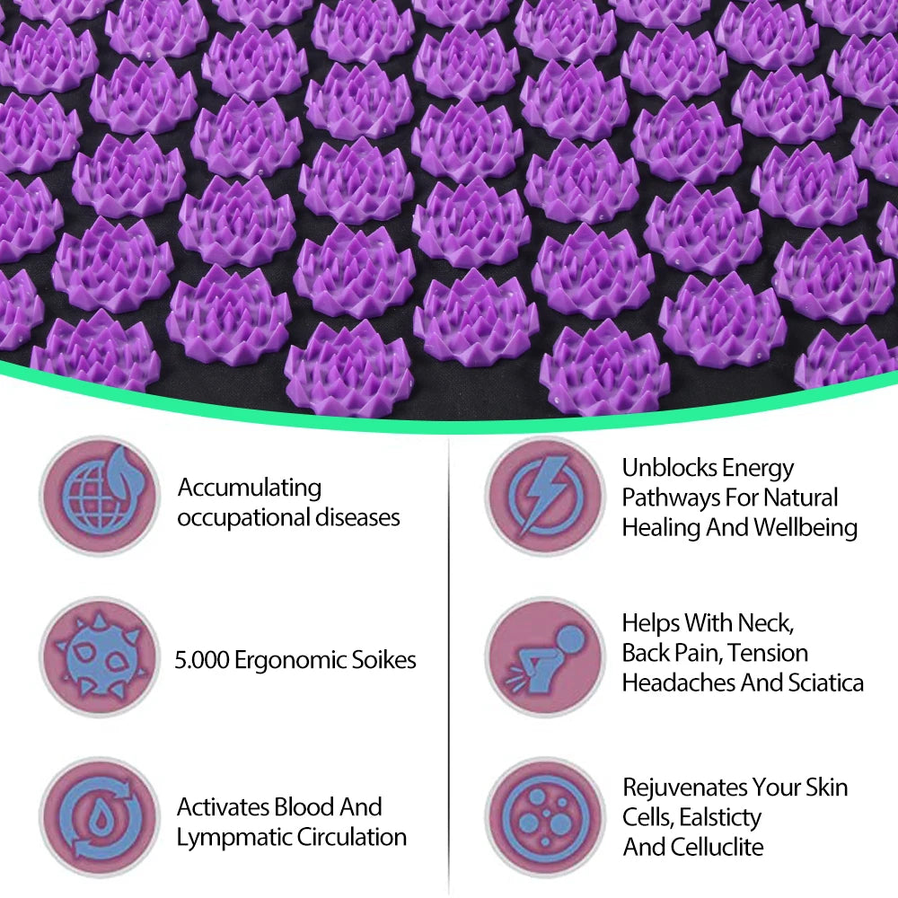 Acupressure Massage Mat and Pillow Set for Pain Relief - 2
