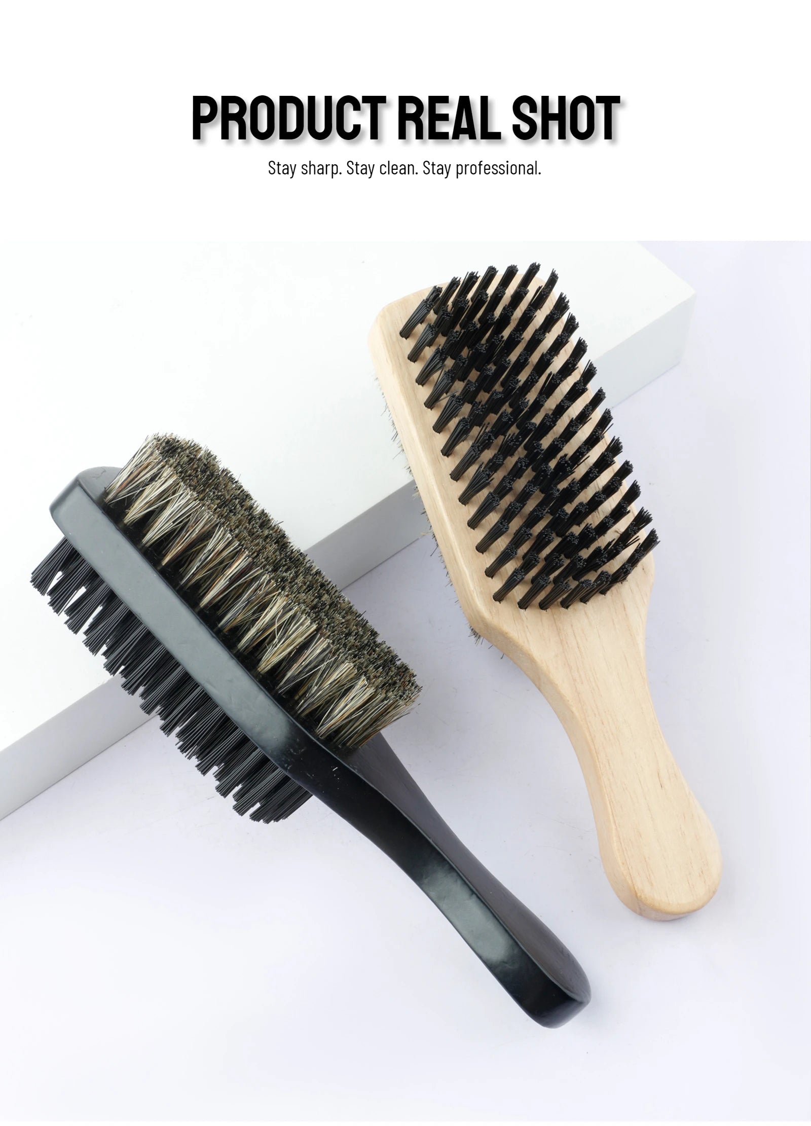 Dual-Sided Wooden Beard Grooming Brush for Styling - 16