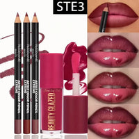 4-Piece Waterproof Matte Lip Liner and Gloss Set