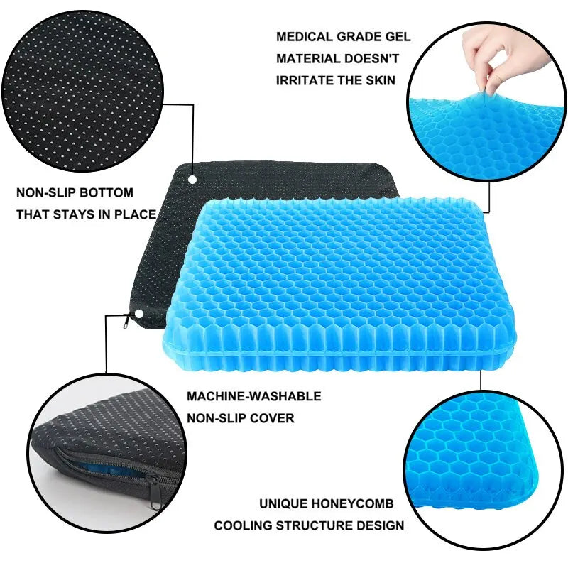 Ergonomic Honeycomb Gel Seat Cushion for Pain Relief - 6