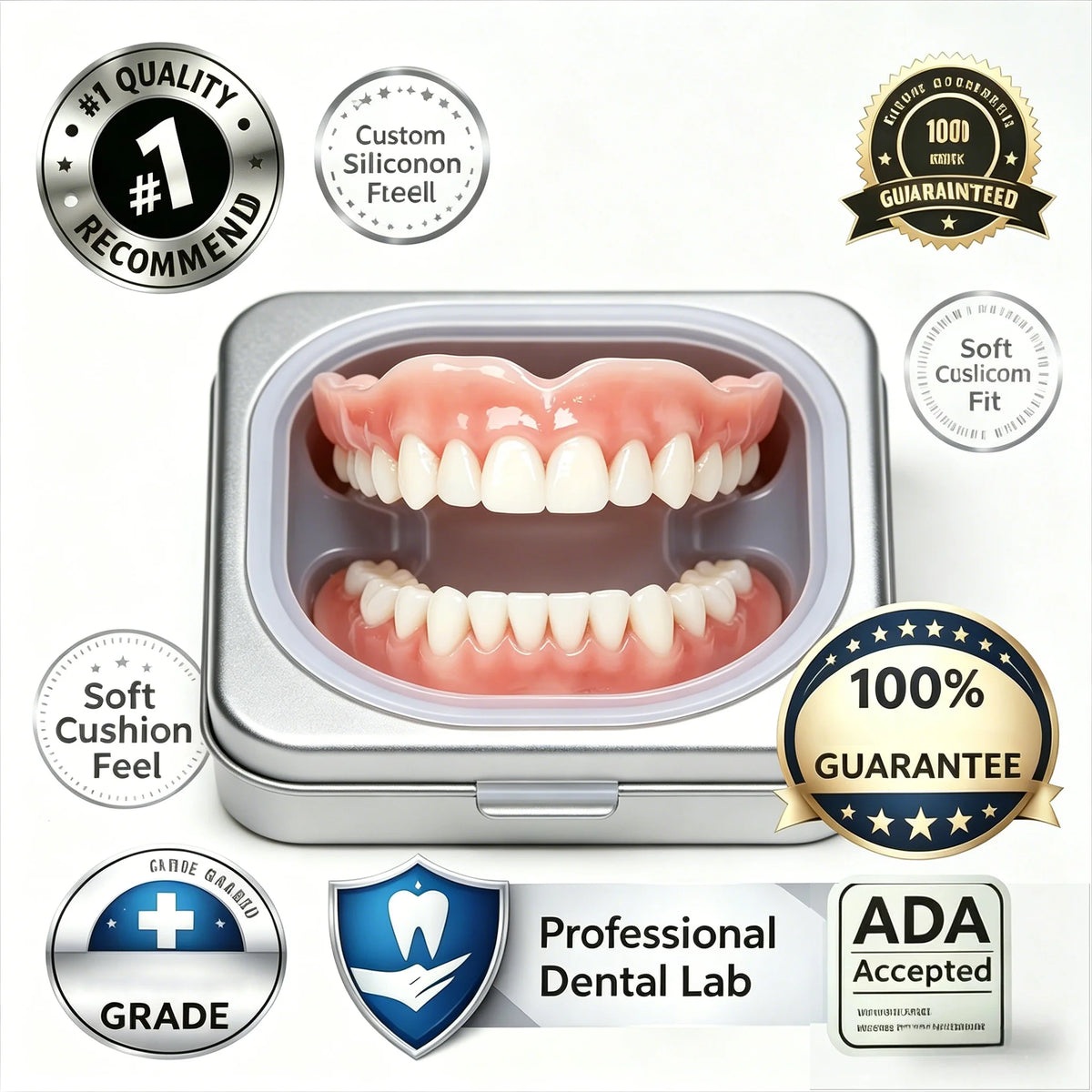 Adjustable Silicone Cosmetic Dentures for Instant Smile Correction