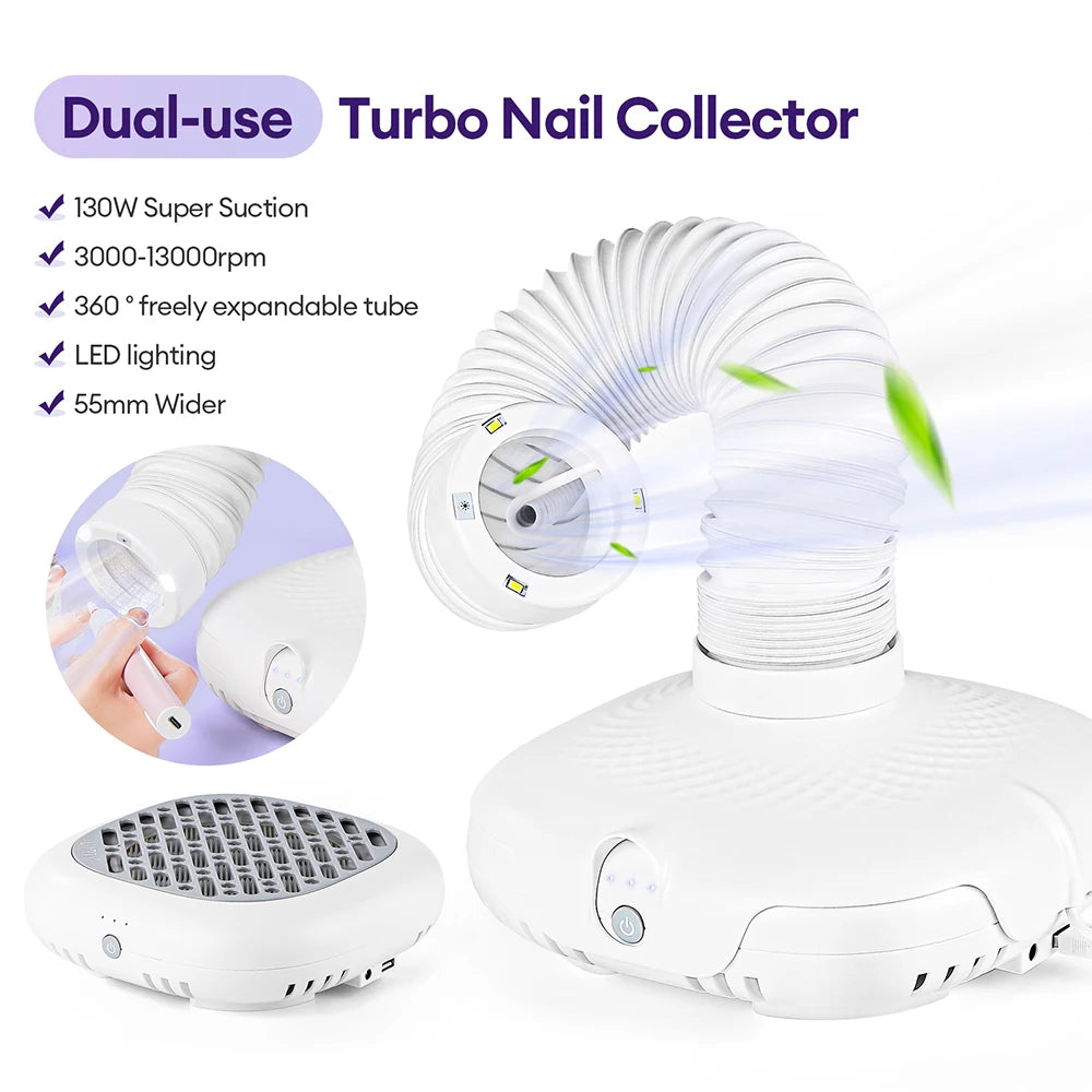 Professional 130W Turbo Nail Dust Extractor with Adjustable Tube - 1