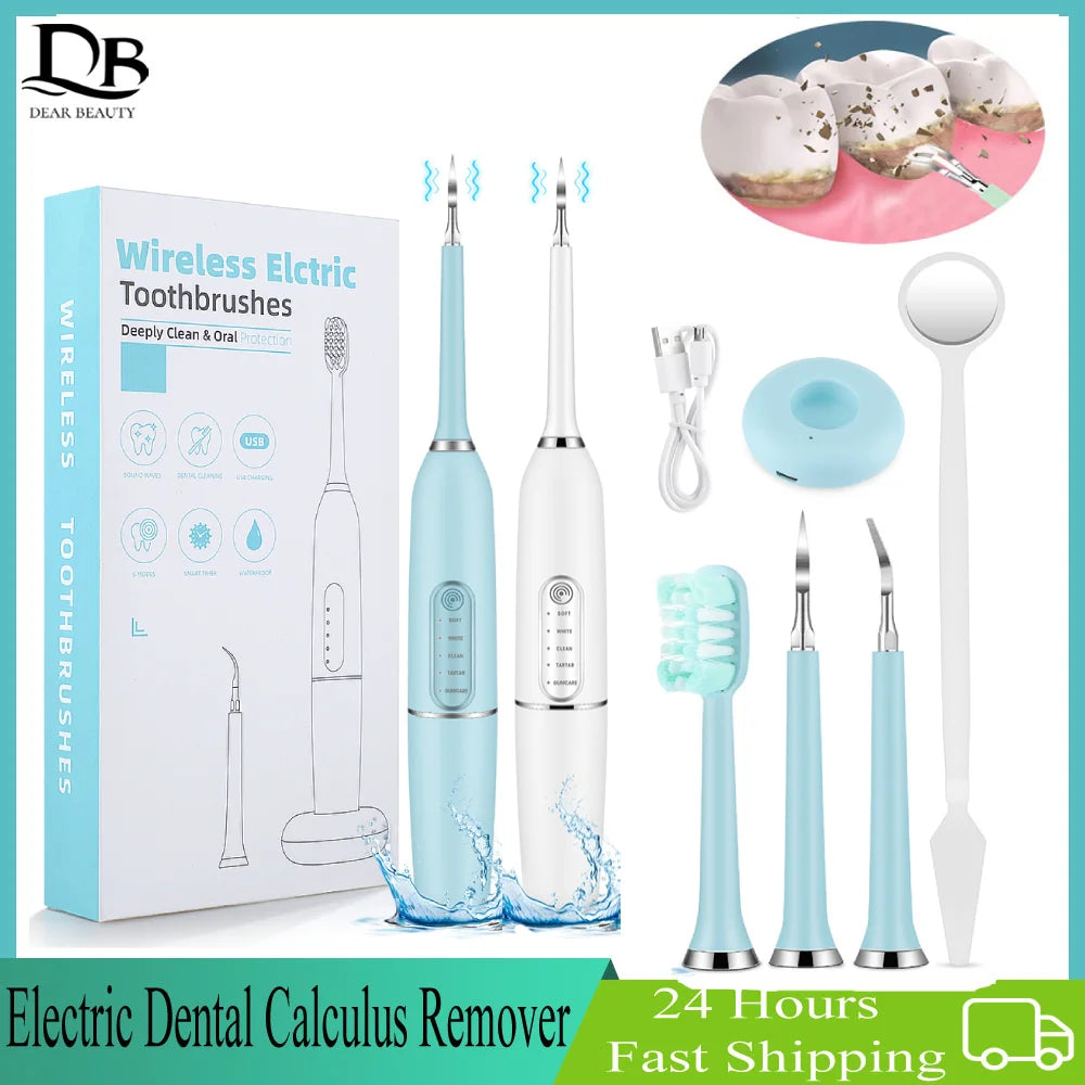 Electric Ultrasonic Teeth Cleaner and Tartar Remover Kit