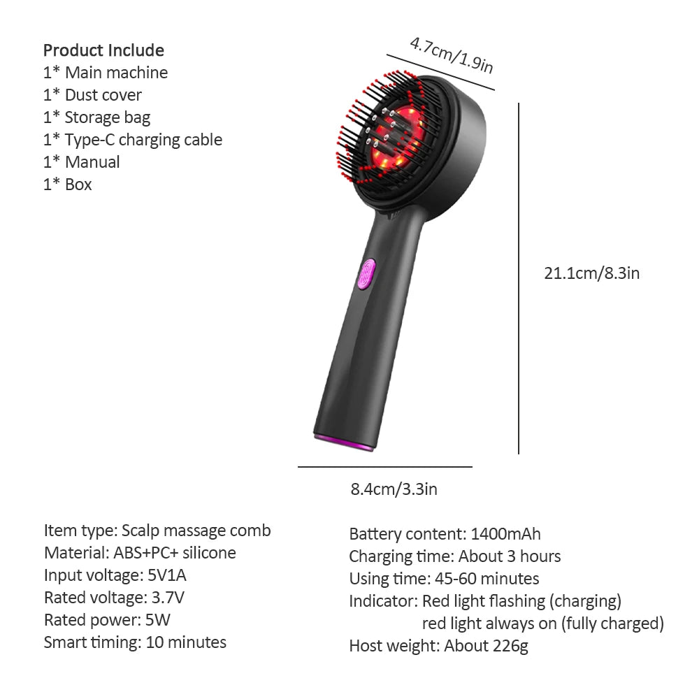 Electric Red Light Scalp Massager and Hair Growth Comb - 19