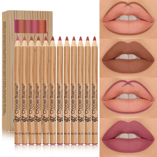 12-Piece Matte Waterproof Lip Liner Pencil Set