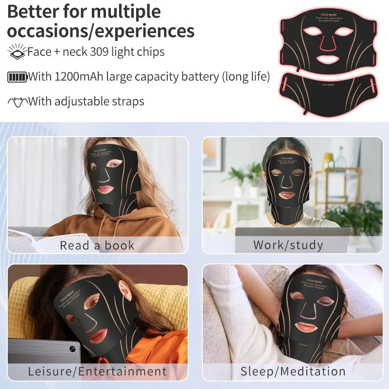 7-Color LED Light Therapy Face and Neck Rejuvenation Mask - 6