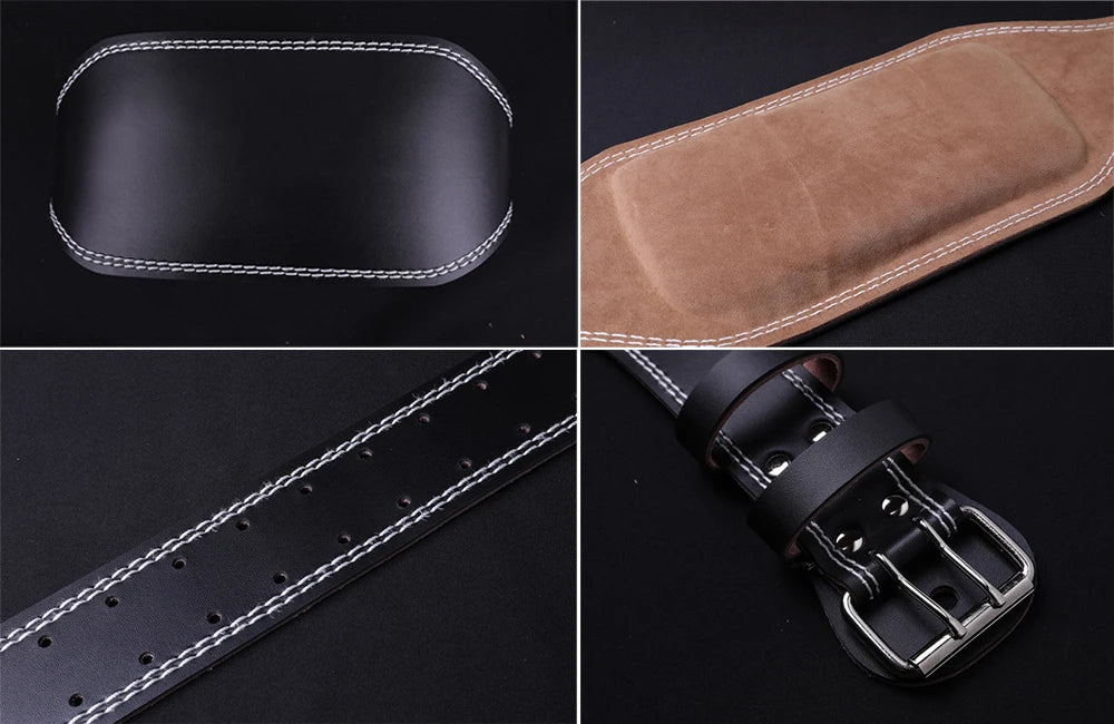 Adjustable Leather Weightlifting Belt for Back Support - 16