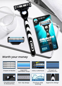3-Blade Manual Shaving Razor for Men