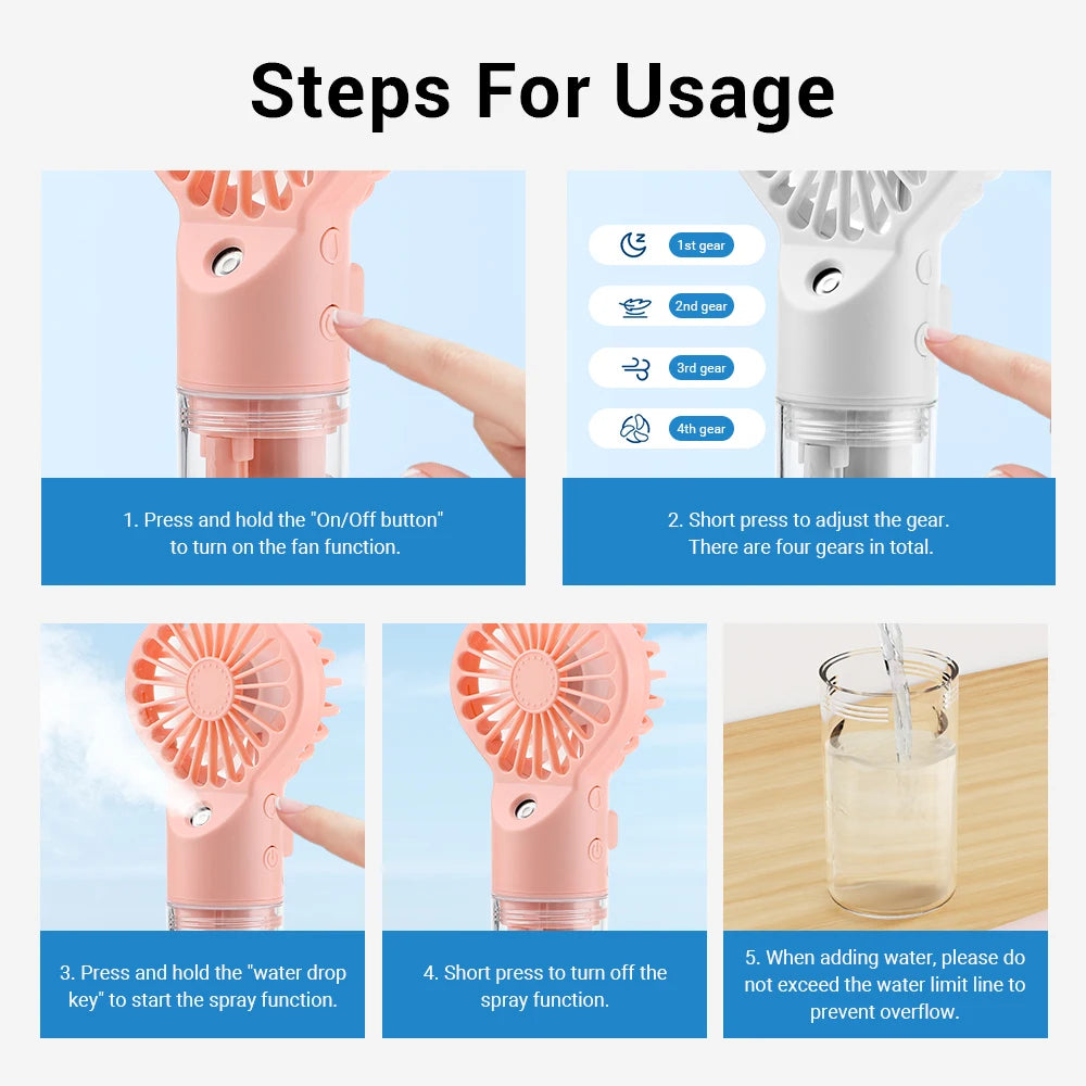 Portable Handheld Mist Fan with Humidifier - 13