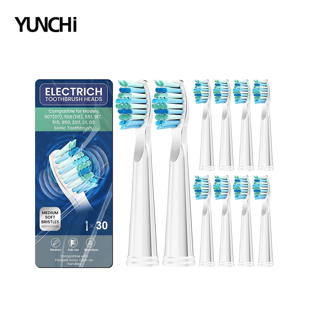 Replacement Sonic Toothbrush Heads for Fairywill & Seago - 21