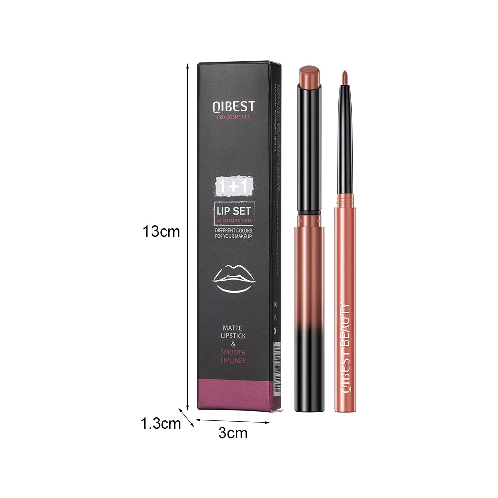 Matte Lipstick and Lip Liner Duo Set - 6