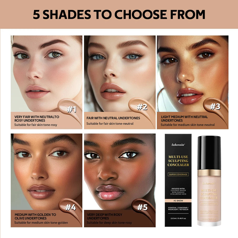 5-Color Waterproof Sculpting & Full Coverage Concealer