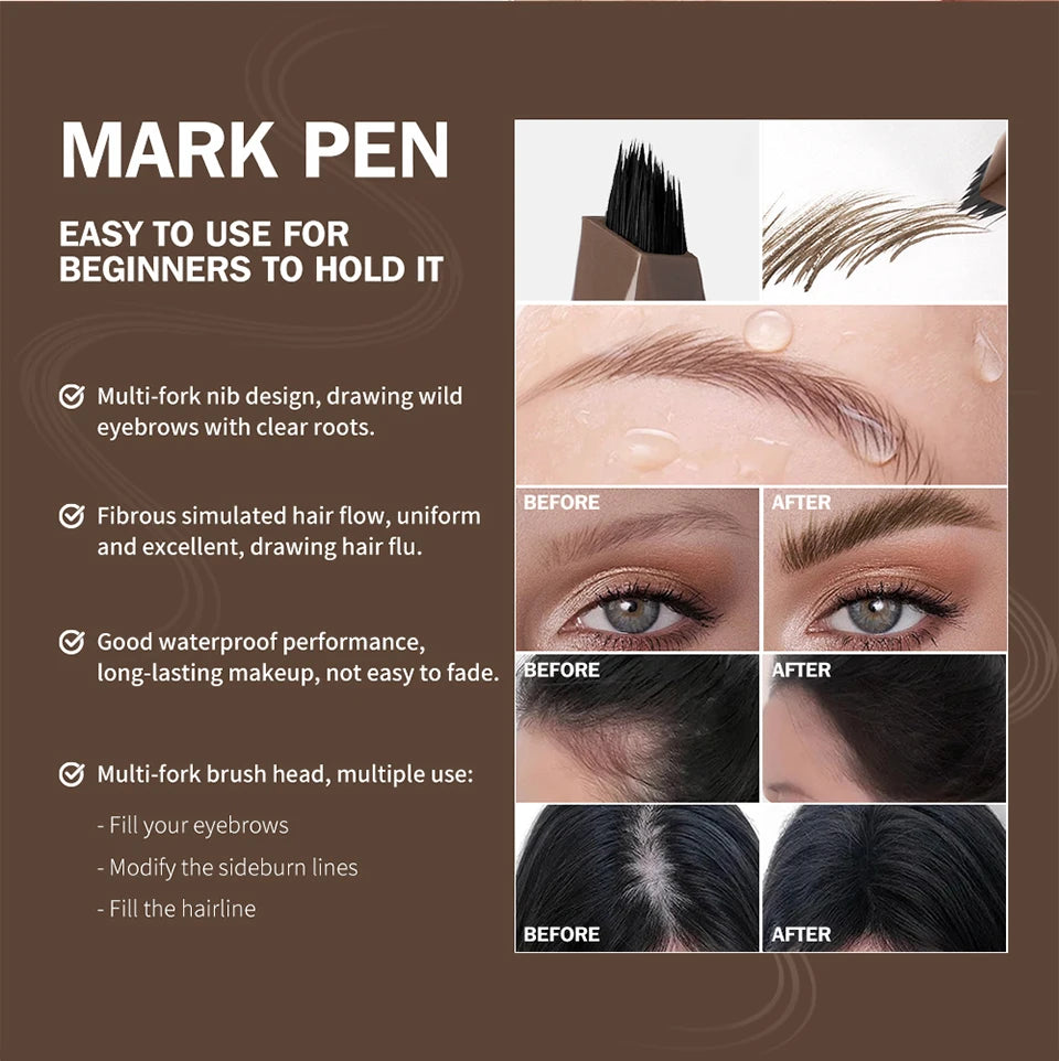 4-Fork Waterproof Microblading Eyebrow Pen - 14