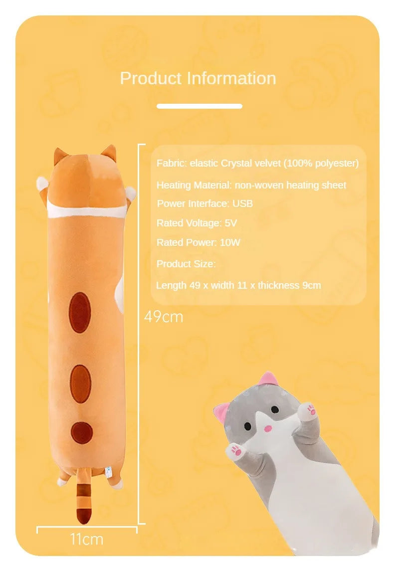Heated Cat Plush Pillow for Pain Relief - 19