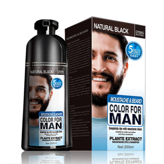 Instant Natural Black Beard Dye Shampoo for Men