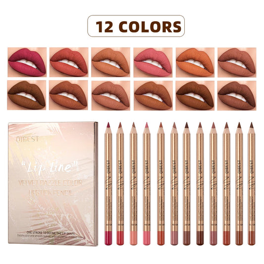 12-Color Waterproof Matte Lip Liner Pencil Set