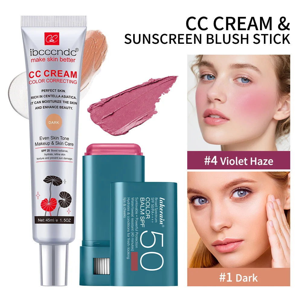 Color Correcting CC Cream and Sunscreen Blush Stick Duo - 36