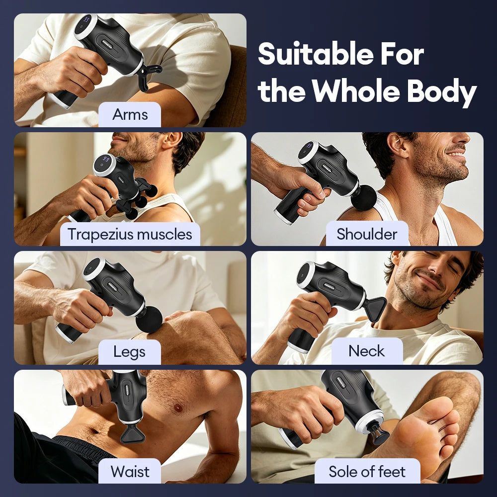 Portable Deep Tissue Percussive Massage Gun with 10 Attachments - 15