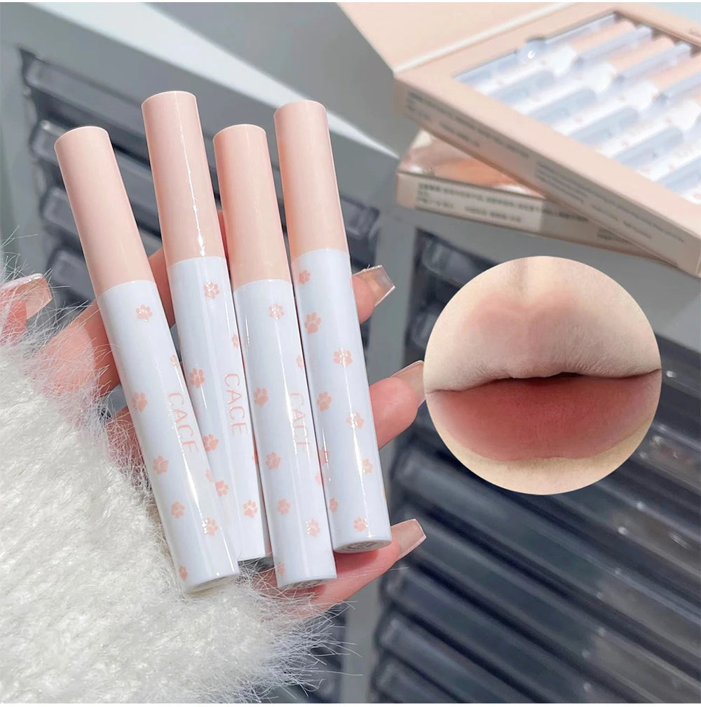 Matte Velvet Lip Clay Set for Long-Lasting Waterproof Wear - 8