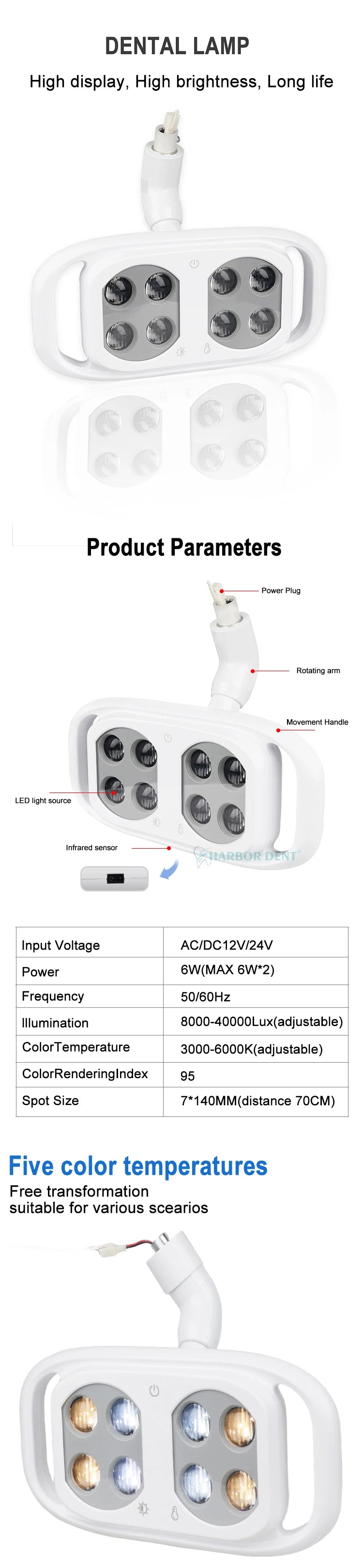 Adjustable LED Dental Chair Lamp with Touch Control - 7