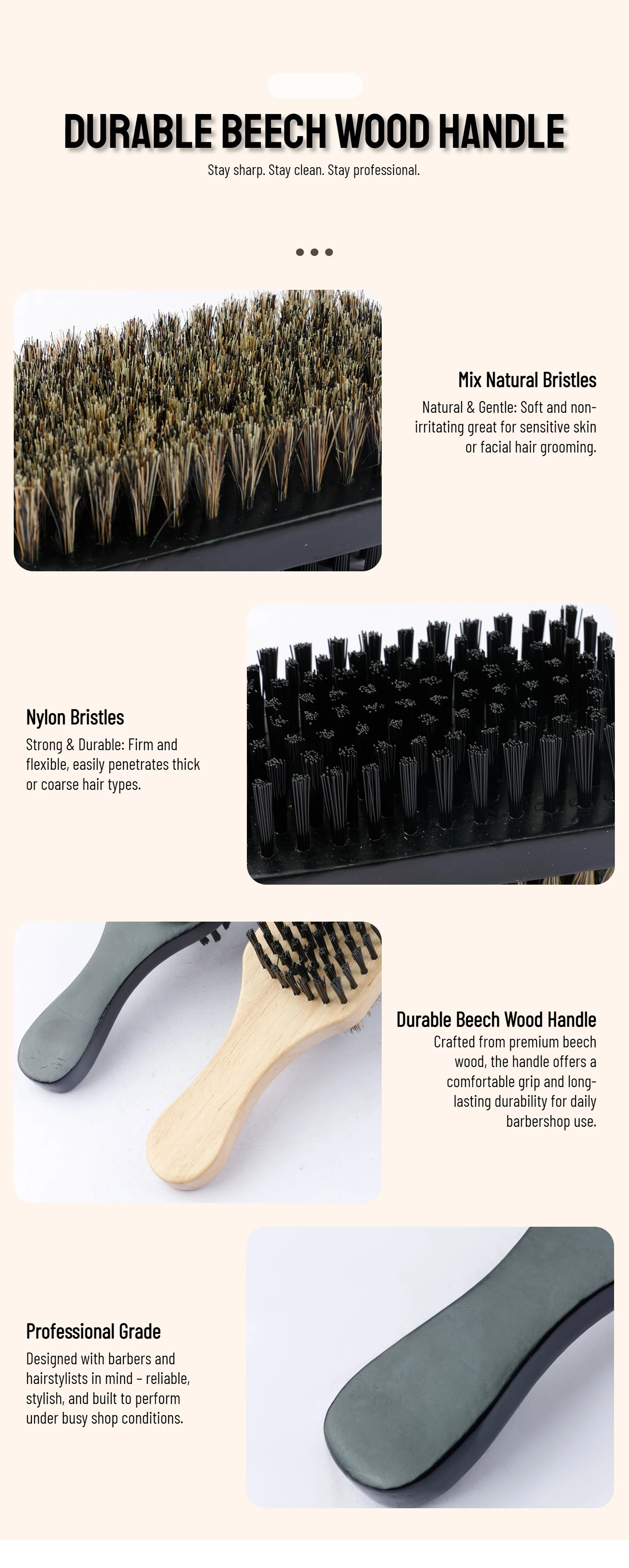 Dual-Sided Wooden Beard Grooming Brush for Styling - 15
