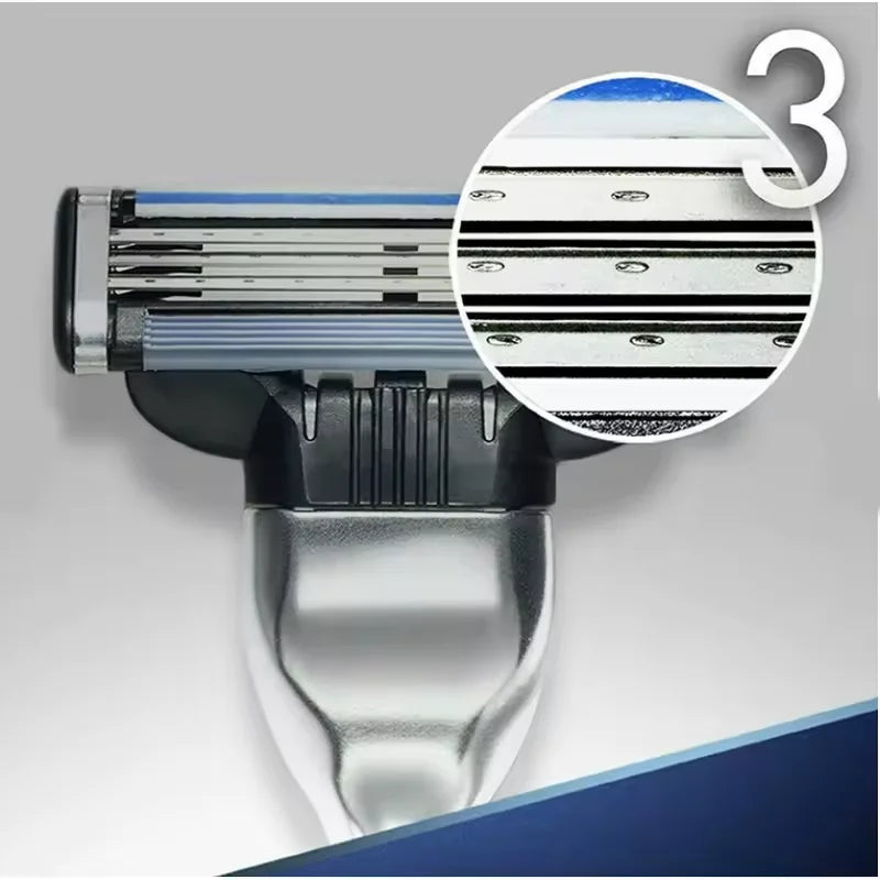 3-Blade Manual Razor for Smooth Precision Shaving - 3
