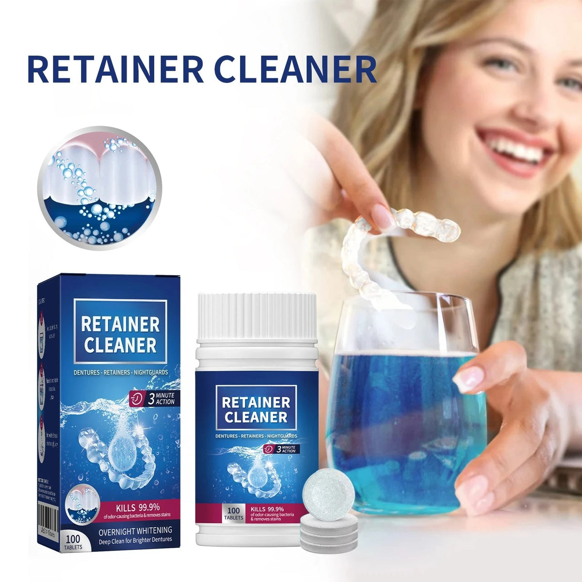 Denture and Retainer Cleaning Tablets (100 Pack)