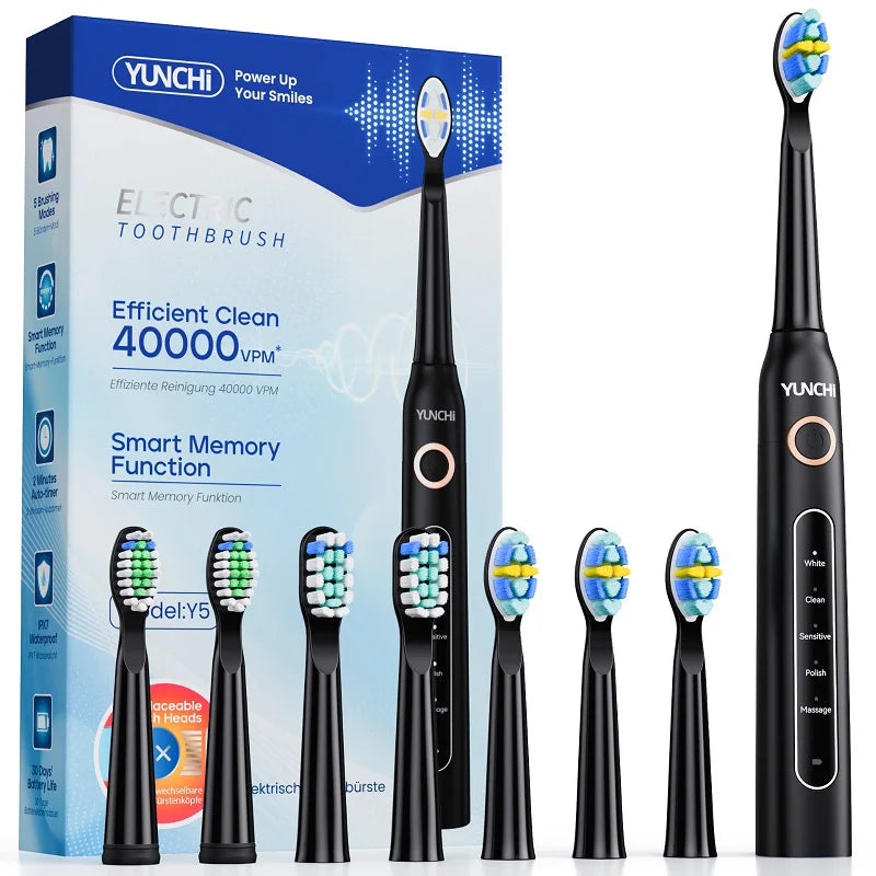 Electric Sonic Toothbrush with 8 Replacement Heads - 10