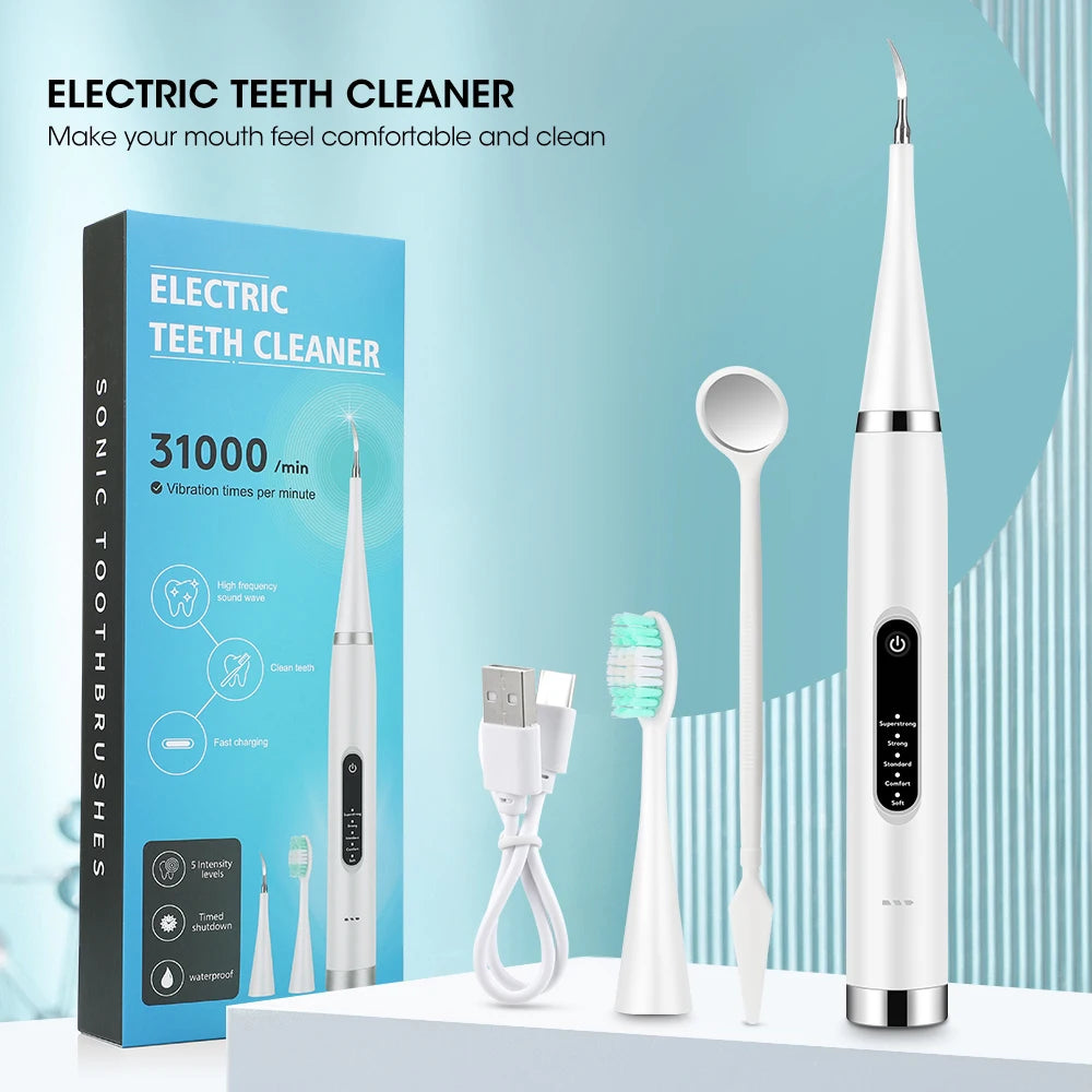 Electric Sonic Dental Calculus Remover & Teeth Whitening Kit - 9