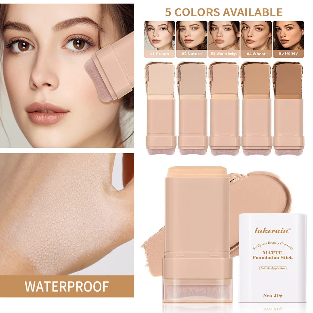 Matte Foundation Stick with Built-in Blending Brush - 1