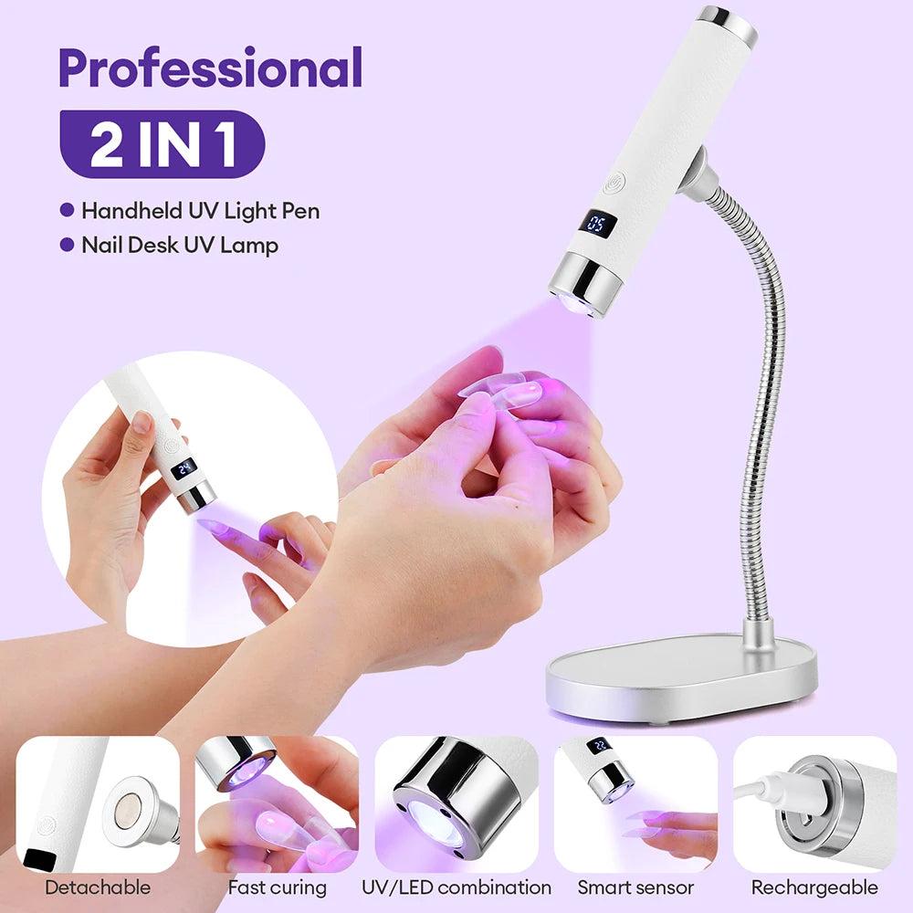 Portable 2-in-1 UV LED Nail Dryer with Magnetic Stand - 2