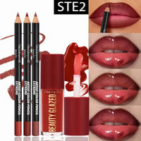 4-Piece Waterproof Matte Lip Liner and Gloss Set